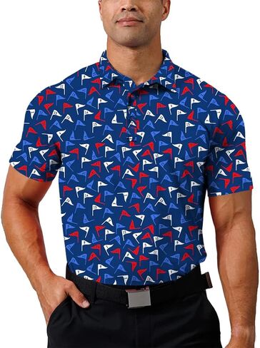 Mens Golf Shirt Moisture Wicking Quick-Dry 3D Printed Performance Polo Summer in Kuwait