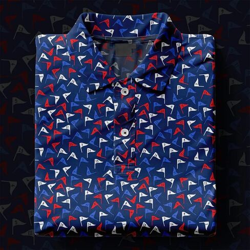 Mens Golf Shirt Moisture Wicking Quick-Dry 3D Printed Performance Polo Summer in Kuwait