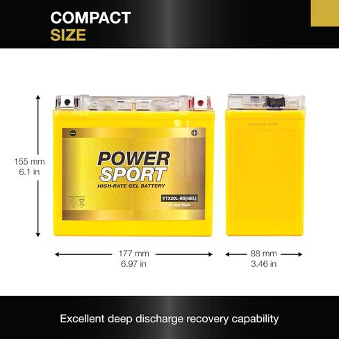 ExpertPower YTX20L-BS (GEL) High Performance Replacement Battery for Motorcycle, ATV, UTV, Snowmobile in Saudi Arabia