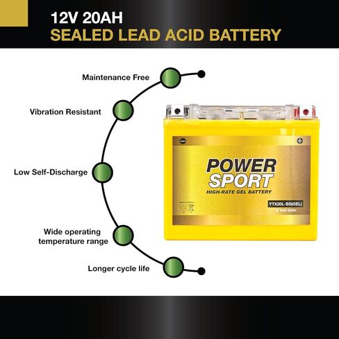 ExpertPower YTX20L-BS (GEL) High Performance Replacement Battery for Motorcycle, ATV, UTV, Snowmobile in Saudi Arabia