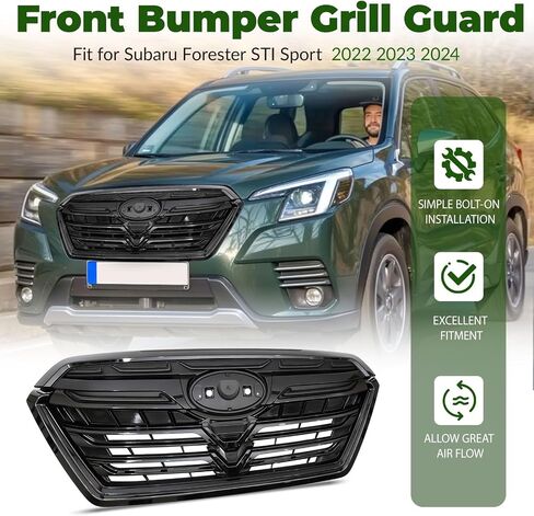 Front Grille Compatible with Subaru Forester 2022 2023 2024 Automotive Grille Front Bumper Upper Grill Guard, Glossy Black in Saudi Arabia