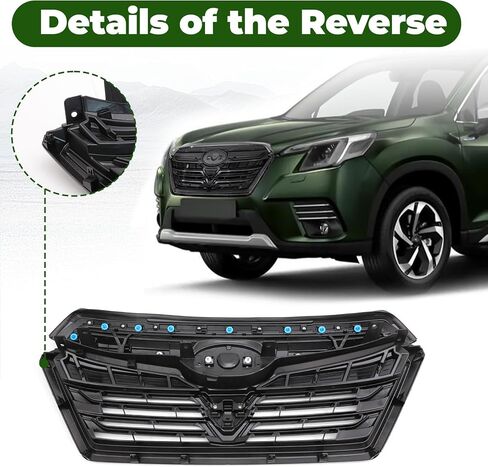Front Grille Compatible with Subaru Forester 2022 2023 2024 Automotive Grille Front Bumper Upper Grill Guard, Glossy Black in Saudi Arabia