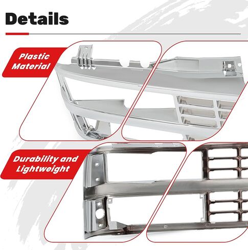 Grille Grille Grille Grille المتوافق مع 1992-1993 شيفروليه بليزر 1988-1993 شيفروليه C/K1500/2500/3500 1992-1993 شيفروليه C/K1500/2500 استبدال الضواحي GM1200238 15981106 Silver ، Silvery ، in Saudi Arabia