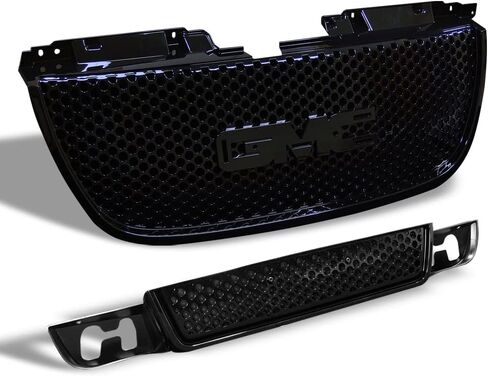 7422451373312 متوافق مع 2007-2014 GMC Yukon/XL/Denali Glossy Black Round Hole Mesh Apper + Lower Front Pumper Grille Grille in Kuwait