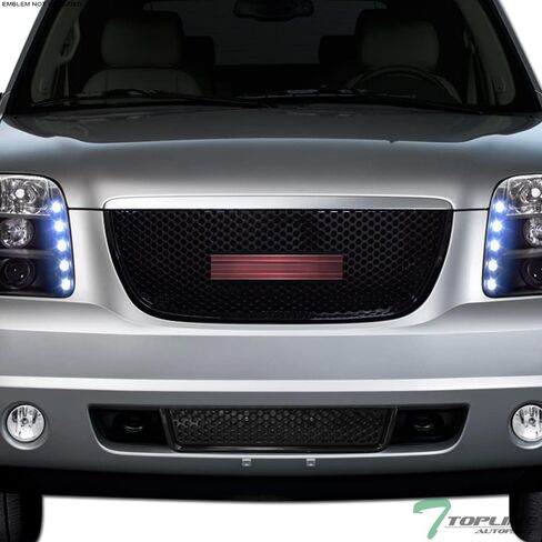 7422451373312 متوافق مع 2007-2014 GMC Yukon/XL/Denali Glossy Black Round Hole Mesh Apper + Lower Front Pumper Grille Grille in Kuwait