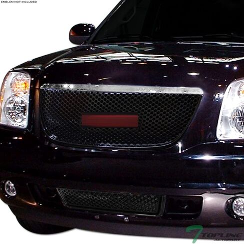7422451373312 متوافق مع 2007-2014 GMC Yukon/XL/Denali Glossy Black Round Hole Mesh Apper + Lower Front Pumper Grille Grille in Kuwait