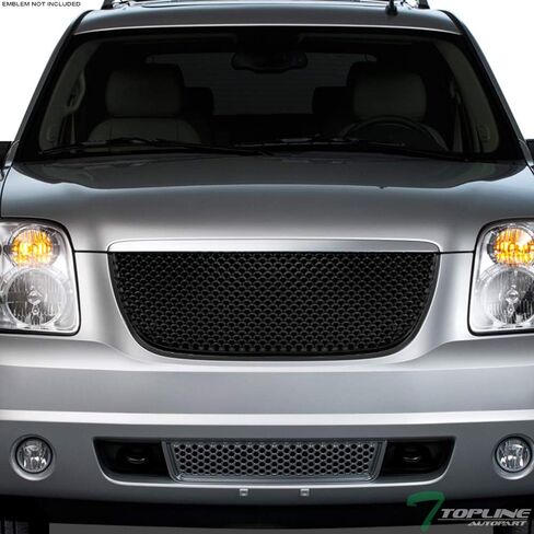 7422451373312 متوافق مع 2007-2014 GMC Yukon/XL/Denali Glossy Black Round Hole Mesh Apper + Lower Front Pumper Grille Grille in Kuwait