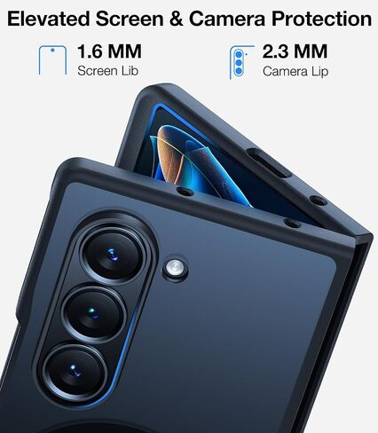 حافظة TORRAS مغناطيسية مقاومة للصدمات مصممة لهاتف Samsung Galaxy Z Fold 6 (فقط)، [متوافقة مع Magsafe] [تم اختبار السقوط من الدرجة العسكرية] حافظة هاتف نحيفة ذات ظهر صلب شفاف لجراب Z Fold 6، أسود in Saudi Arabia