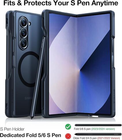 حافظة TORRAS مغناطيسية مقاومة للصدمات مصممة لهاتف Samsung Galaxy Z Fold 6 (فقط)، [متوافقة مع Magsafe] [تم اختبار السقوط من الدرجة العسكرية] حافظة هاتف نحيفة ذات ظهر صلب شفاف لجراب Z Fold 6، أسود in Saudi Arabia
