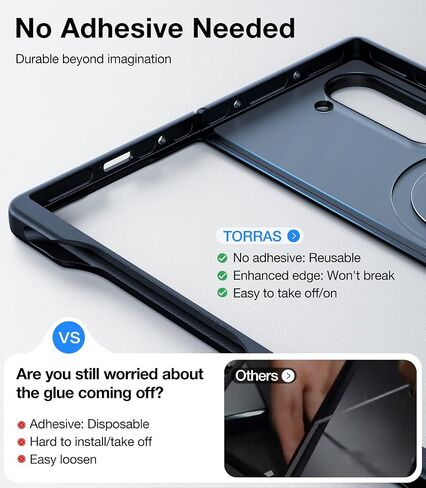 حافظة TORRAS مغناطيسية مقاومة للصدمات مصممة لهاتف Samsung Galaxy Z Fold 6 (فقط)، [متوافقة مع Magsafe] [تم اختبار السقوط من الدرجة العسكرية] حافظة هاتف نحيفة ذات ظهر صلب شفاف لجراب Z Fold 6، أسود in Saudi Arabia