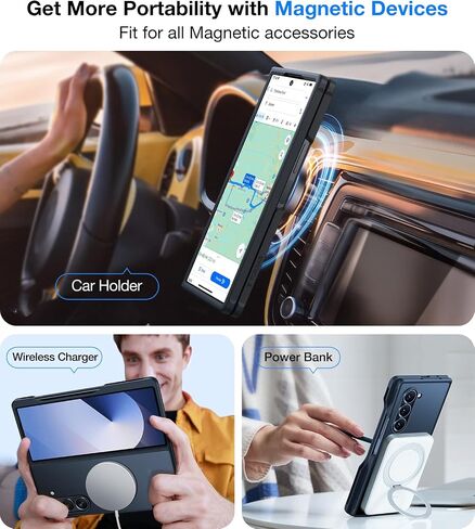 حافظة TORRAS مغناطيسية مقاومة للصدمات مصممة لهاتف Samsung Galaxy Z Fold 6 (فقط)، [متوافقة مع Magsafe] [تم اختبار السقوط من الدرجة العسكرية] حافظة هاتف نحيفة ذات ظهر صلب شفاف لجراب Z Fold 6، أسود in Saudi Arabia
