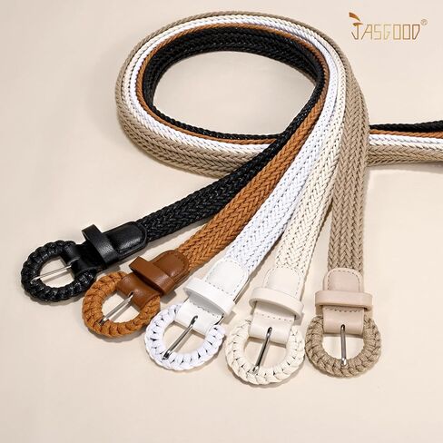 JASGOOD Women's Braided Woven Boho Belt - Skinny Waist Strap for Summer Dresses & Jeans(Width:0.9") in Saudi Arabia