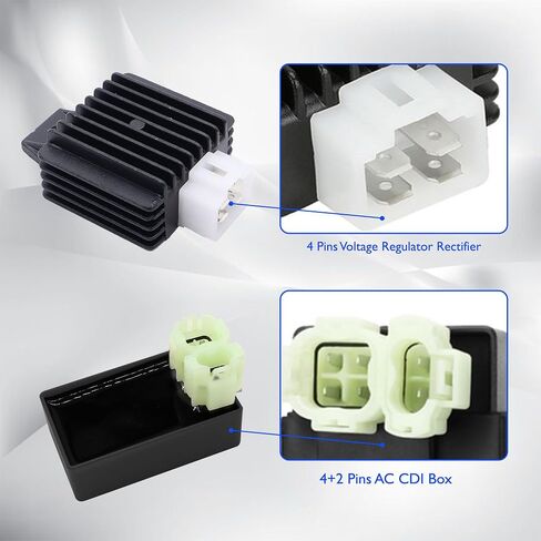 GY6 Ignition Coil 4+2 Pin AC CDI Box Starter Solenoid Relay Voltage Regulator Rectifier Spark Plug Compatible with Tao tao 50cc 150cc ATM50 Pony VIP Powermax Roketa Scooter Moped Pit Dirt Bike in Saudi Arabia