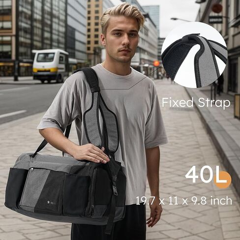 حقيبة رياضية مع حجرة أحذية وجيب مبلل وحقيبة دفل قابلة للتحويل وحقيبة ظهر رياضية مقاومة للماء مع حاملي زجاجات حقيبة ظهر متعددة الأغراض لعطلة نهاية الأسبوع للرجال - أسود in Kuwait