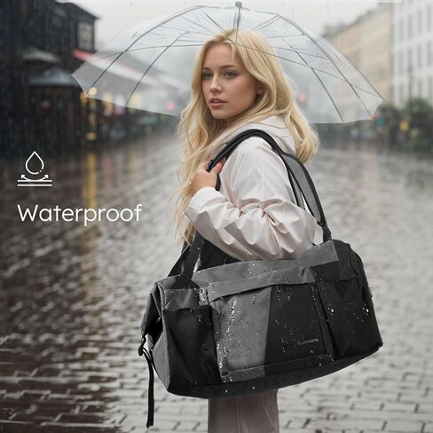 حقيبة رياضية مع حجرة أحذية وجيب مبلل وحقيبة دفل قابلة للتحويل وحقيبة ظهر رياضية مقاومة للماء مع حاملي زجاجات حقيبة ظهر متعددة الأغراض لعطلة نهاية الأسبوع للرجال - أسود in Kuwait