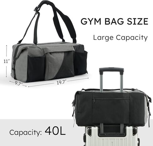 حقيبة رياضية مع حجرة أحذية وجيب مبلل وحقيبة دفل قابلة للتحويل وحقيبة ظهر رياضية مقاومة للماء مع حاملي زجاجات حقيبة ظهر متعددة الأغراض لعطلة نهاية الأسبوع للرجال - أسود in Kuwait