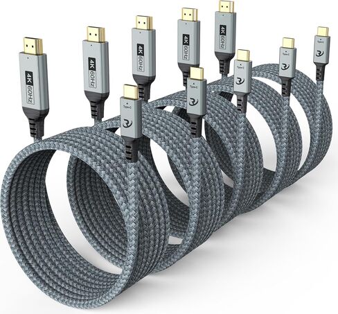 كابل USB C إلى HDMI بطول 6 أقدام، 4K@60 هرتز من النوع C إلى HDMI، [متوافق مع Thunderbolt 3/4] لسلسلة iPhone 15، iPad Pro، MacBook Pro/Air، Galaxy S24/S23، Surface، XPS، Chromebook، الشاشة، التلفزيون إلخ in Saudi Arabia