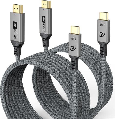 كابل USB C إلى HDMI بطول 6 أقدام، 4K@60 هرتز من النوع C إلى HDMI، [متوافق مع Thunderbolt 3/4] لسلسلة iPhone 15، iPad Pro، MacBook Pro/Air، Galaxy S24/S23، Surface، XPS، Chromebook، الشاشة، التلفزيون إلخ in Saudi Arabia