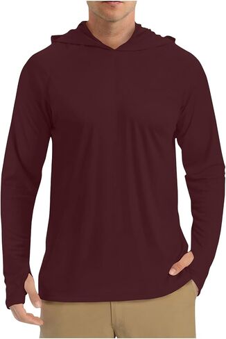 Mens UPF 50+ Fishing Hoodie Shirt with Thumb Hole Long Sleeve Hooded Sun Shirts Lightweight Hiking Hoodies in Saudi Arabia