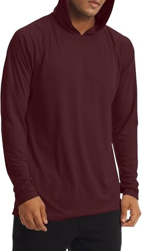 Mens UPF 50+ Fishing Hoodie Shirt with Thumb Hole Long Sleeve Hooded Sun Shirts Lightweight Hiking Hoodies in Saudi Arabia