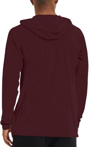 Mens UPF 50+ Fishing Hoodie Shirt with Thumb Hole Long Sleeve Hooded Sun Shirts Lightweight Hiking Hoodies in Saudi Arabia