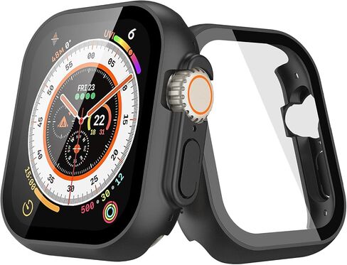 [2 Pack] JULK Case with Tempered Glass Screen Protector for Apple Watch 10 (2024) 42mm, Slim Guard Bumper with HD Glass, Full Coverage Hard PC Protective Cover for iWatch Series 10 42mm, Black in Saudi Arabia