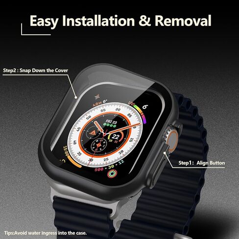 [2 Pack] JULK Case with Tempered Glass Screen Protector for Apple Watch 10 (2024) 42mm, Slim Guard Bumper with HD Glass, Full Coverage Hard PC Protective Cover for iWatch Series 10 42mm, Black in Saudi Arabia