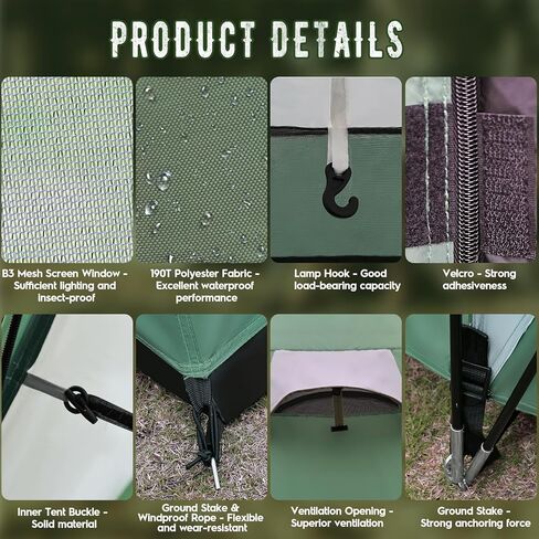 خيمة تخيم عائلية من 4 شخص مع الشرفة ، ملجأ للتخييم مقاوم للطقس مع طراز Rainfly ، غرفتان ، خيمة عائلية سهلة مع منطقة معيشة في الهواء الطلق ، الفناء الخلفي ، المشي لمسافات طويلة in Kuwait