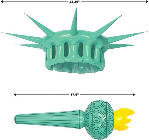 تمثال Bistle القابل للنفخ من Liberty Crown & Torch ، إكسسوارات الحزب الوطني ، الزي الرابع من يوليو لأحداث المسيرات ، التاج - 22 "Torch - 17½" in Saudi Arabia