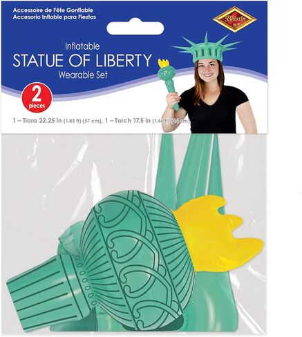تمثال Bistle القابل للنفخ من Liberty Crown & Torch ، إكسسوارات الحزب الوطني ، الزي الرابع من يوليو لأحداث المسيرات ، التاج - 22 "Torch - 17½" in Saudi Arabia