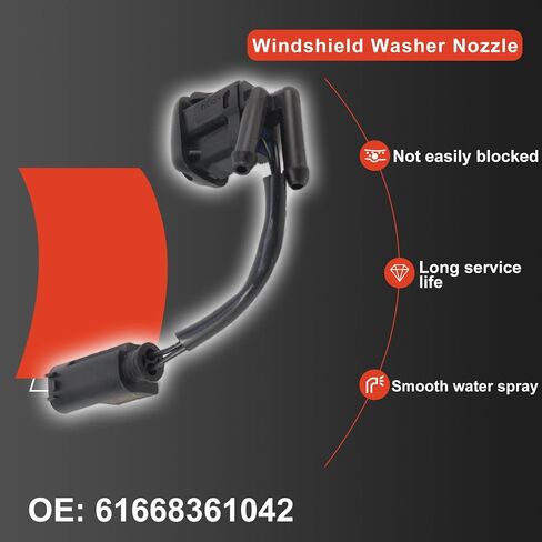 MUNIK 61668361042 Windshield Washer Nozzle 1996-2004 For BMW 5 Series E39 520d 520i 523i 525d 525i 528i 530d 530i 535i 540i M5 Replat# BF0114200036 887503801 12170885 EDSBM059 in Saudi Arabia