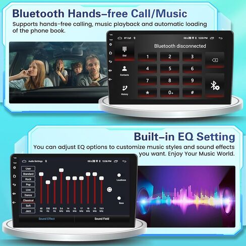 【4+64GB】 Double din for Hyundai Sonata 2004-2008 9 inch Car Stereo with Android Auto, 1080P Touch Screen Radio Bluetooth/FM/SWC/Mirror Link Backup Camera MIC in Kuwait