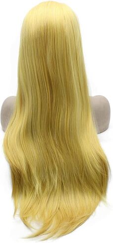 Mxangel Long Straight Half Hand Tied Yellow Celebrity Synthetic Lace Front Wig Natural in Saudi Arabia