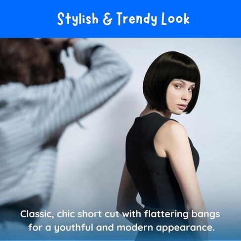 Dress Up America Bob Wig - Short Bob Wig with Bangs - Cosplay Wig for Women - Costume Wigs for Dress Up (Black) in Saudi Arabia