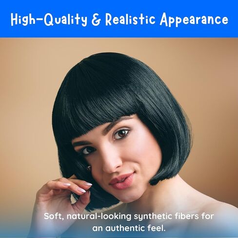 Dress Up America Bob Wig - Short Bob Wig with Bangs - Cosplay Wig for Women - Costume Wigs for Dress Up (Black) in Saudi Arabia