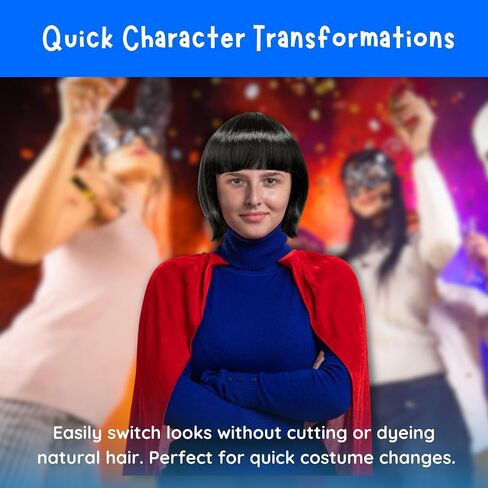 Dress Up America Bob Wig - Short Bob Wig with Bangs - Cosplay Wig for Women - Costume Wigs for Dress Up (Black) in Saudi Arabia