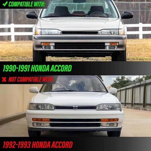 USR 90-91 Accord Front Turn Signal Bumper Lamps (Left + Right) Pair - Compatible with 1990-1991 Honda Accord 2 Door Coupe and 4 Door Sedan All Models/Trims (CLEAR LIGHTS) in Saudi Arabia