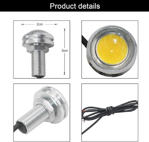 Yolu 10-Pack Eagle Eye Lights White COB 1-SMD 20mm Eagle Eye Led Bulbs Daytime Running Lights Reverse Tail Brake Turn Signal Light Tail Backup Lights Clearance Marker Lights 12V in Kuwait