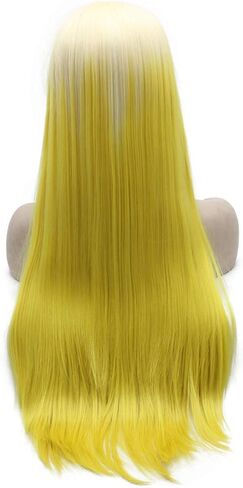 Mxangel Long Straight Half Hand Tied Yellow Celebrity Synthetic Lace Front Wig Natural in Saudi Arabia