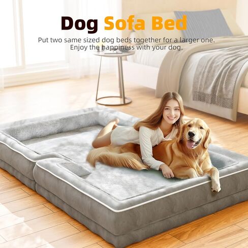 سرير كلب بسيط رائج من إسفنج جامبو لتقويم العظام للكلاب الكبيرة جدًا، أريكة أريكة للحيوانات الأليفة مقاومة للماء مع غطاء قابل للإزالة والغسل، رمادي، 41.75 بوصة × 31.5 بوصة × 8.75 بوصة in Kuwait