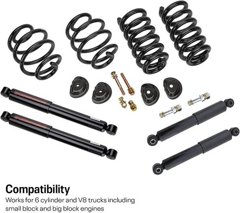 1963-1972 C10 3 Inch Front and 5 Inch Rear Drop Lowering Kit with Shocks - Improve Stance and Ride Quality, Fits 6 Cylinder and V8 Trucks, Black Powder Coated Springs in Saudi Arabia