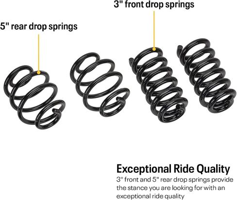 1963-1972 C10 3 Inch Front and 5 Inch Rear Drop Lowering Kit with Shocks - Improve Stance and Ride Quality, Fits 6 Cylinder and V8 Trucks, Black Powder Coated Springs in Saudi Arabia