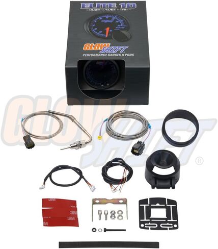 Glowshift Elite 10 Color 1500 F pyrometer Garome Gas Terfereal Terge egt kit - يشمل نوع K Probe - Dial أسود - عدسة ملونة - وظيفة استدعاء الذروة - لشاحنات الديزل - 2-1/16 "52 ملم in Saudi Arabia