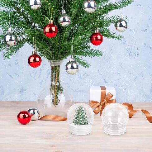 Alipis 10Pcs DIY Snow Globe, 3.6 Inch Plastic Clear Water Globe Christmas DIY Crafts Supplies Xmas Tabletop Decorations Miniature Landscape Making Props (270ML) in Saudi Arabia