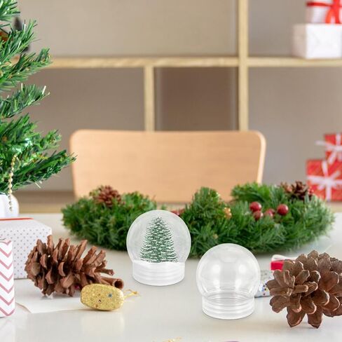 Alipis 10Pcs DIY Snow Globe, 3.6 Inch Plastic Clear Water Globe Christmas DIY Crafts Supplies Xmas Tabletop Decorations Miniature Landscape Making Props (270ML) in Saudi Arabia