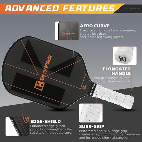 Pickleball Paddles Set of 2, USAPA Approved Carbon Fiber Surface Paddles with Anti-Slip Sweat-Absorbing Grip &16MM Racket, Light Pickleball Set with 2 Pickleball Paddle 4 PE Balls& 1 Bag in Saudi Arabia