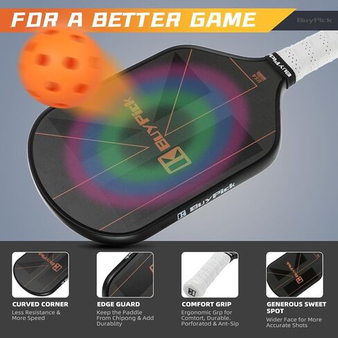 Pickleball Paddles Set of 2, USAPA Approved Carbon Fiber Surface Paddles with Anti-Slip Sweat-Absorbing Grip &16MM Racket, Light Pickleball Set with 2 Pickleball Paddle 4 PE Balls& 1 Bag in Saudi Arabia