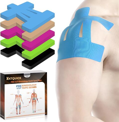 KTQUICK Precut Kinesiology Tape for Shoulder, 12 PCS, 20% Stronger Adhesive in Kuwait
