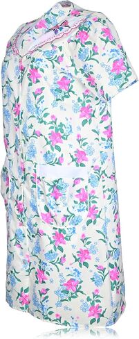 Jeffrico Womens Snap Front Housecoat Lounger Duster House فستان رداء قصير الأكمام in Kuwait