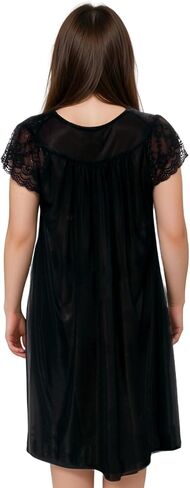 Nightgown for Women with Cap Sleeves Silky Feeling and Floral Lace Design in Kuwait
